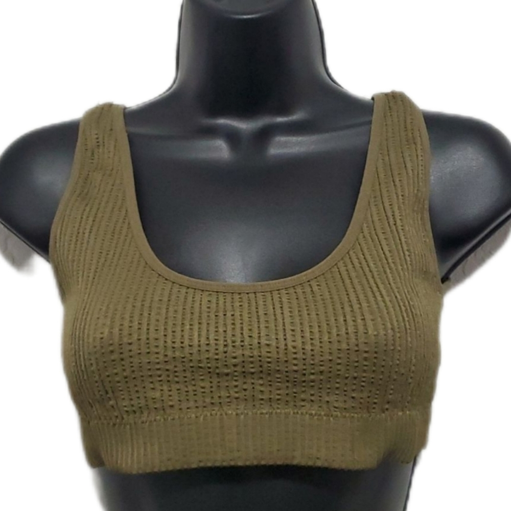 Forever21 Olive Green Textured Sports Bra Size Small